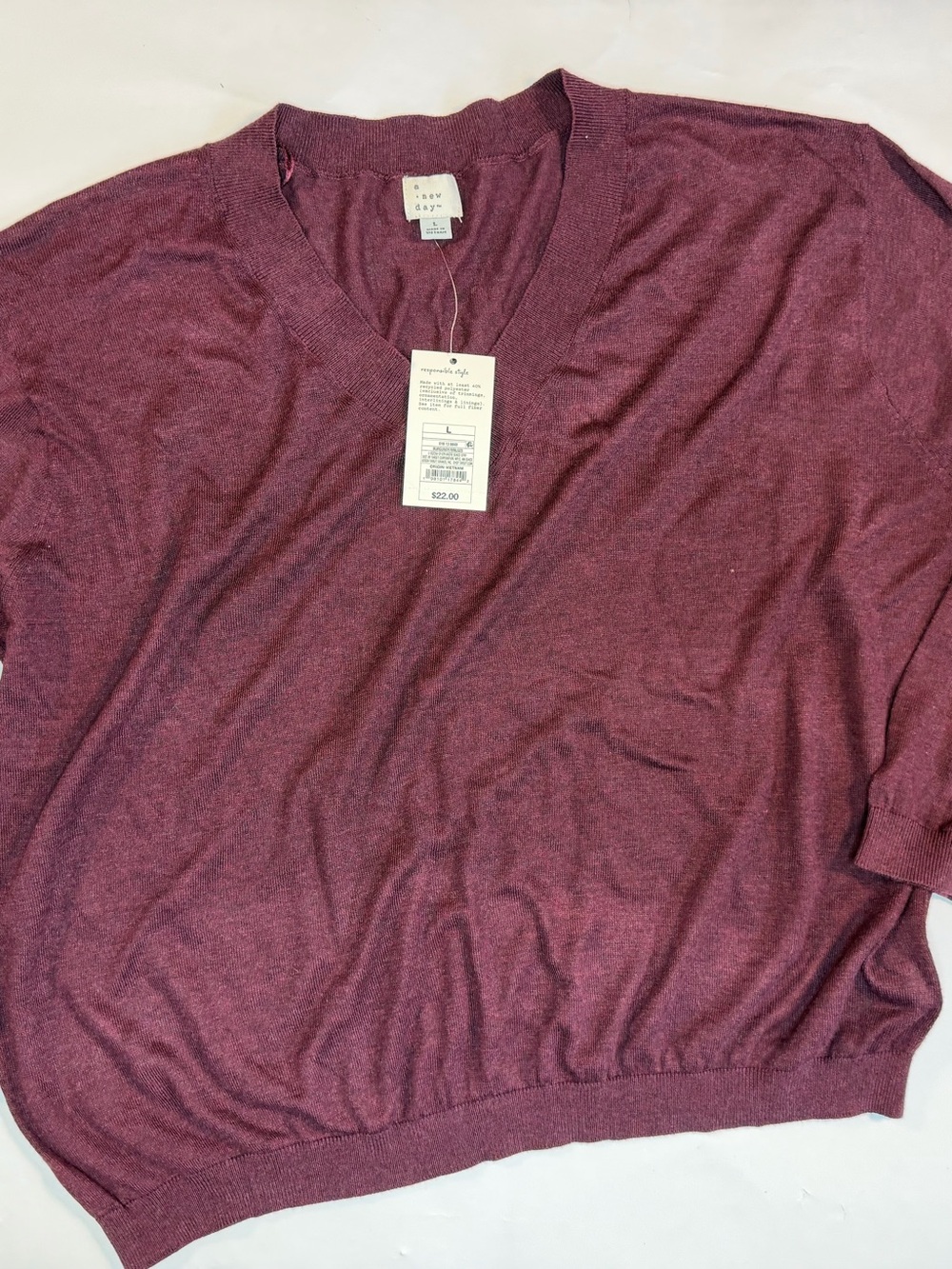a new day Women's V-Neck Sweater in Burgundy